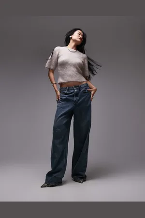 & OTHER STORIES Mohair blend short sleeve knitted sweater in mole melange