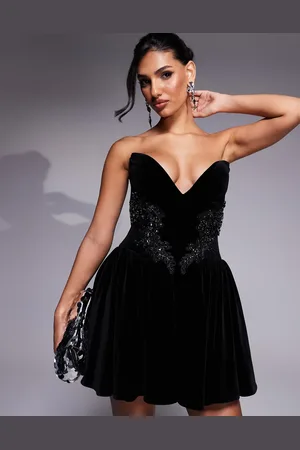 Lavish Alice Jewelled applique velvet mini dress in