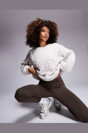 The Couture Club Emblem plaited oversized knit in beige