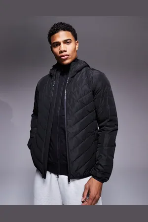 EA7 Armani hooded logo padded jacket in