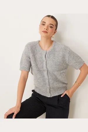 Gina Tricot Supersoft textured knit short sleeve cardigan in melange