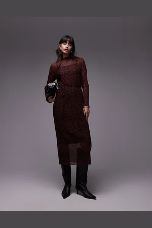 & OTHER STORIES Plisse mesh midi dress in leopard print