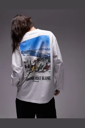 Topshop Graphic chamonix long sleeve skater tee in