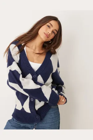 Neon Rose Argyle longline cardigan in