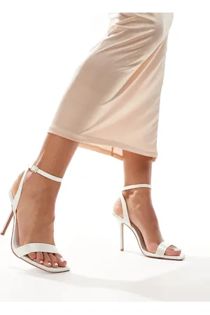 ASOS Nali barely there heeled sandals in ivory satin
