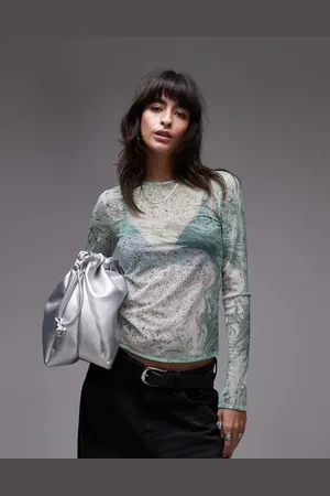 & OTHER STORIES Mesh long sleeve top in marble print
