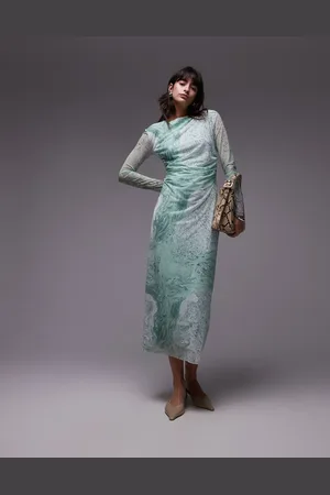 & OTHER STORIES Sheer mesh midi dress in marble print
