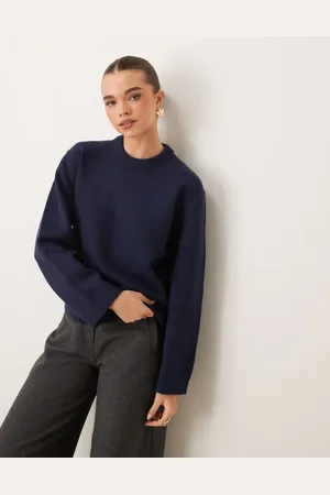 Gina Tricot Crew neck knitted sweater with wide sleeves in