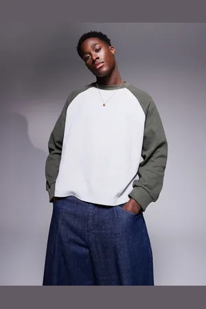ASOS Oversized boxy waffle long sleeve raglan t-shirt in marl