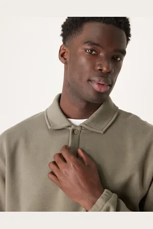 ASOS Co-ord boxy oversized polo sweatshirt in khaki