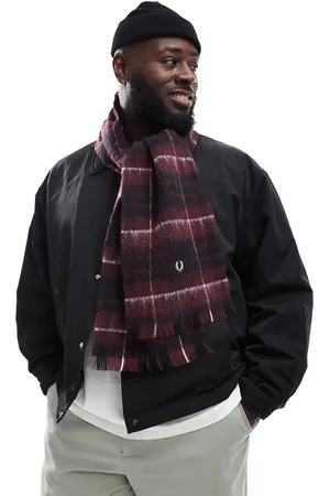 Fred Perry Brushed wool tartan scarf in
