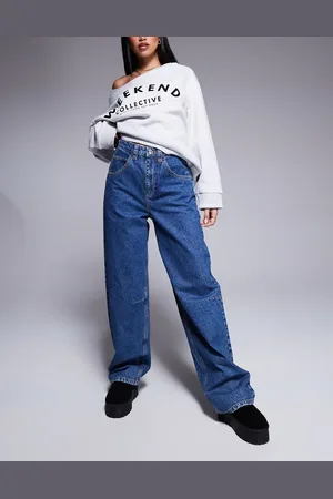 ASOS Weekend Collective baggy barrel fit jeans in mid wash