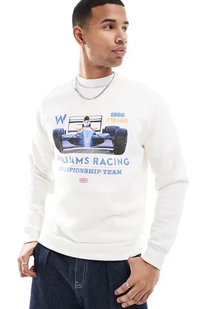 Hollister Racing motif detail sweat top in cream