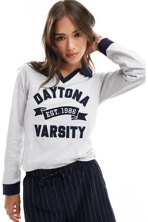 Cotton On Cotton On Daytona Varsity graphic polo shirt in marle