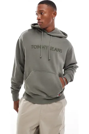 Tommy Hilfiger Tonal linear logo hoodie in washed khaki