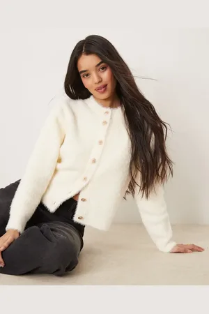 Y.A.S Knitted textured cardigan in cream