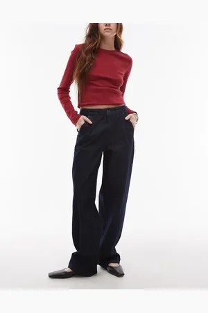Topshop Wide leg pleated jean in indigo