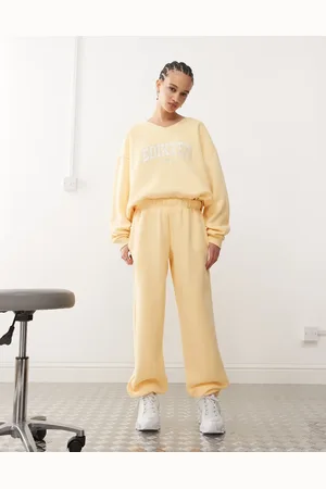Edikted Clark oversized sweatpants in yellow co-ord