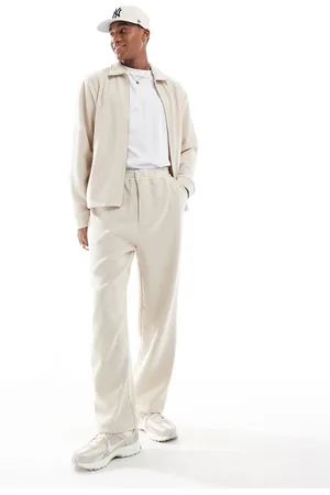 JACK & JONES Co-ord ribbed loose fit trouser in beige