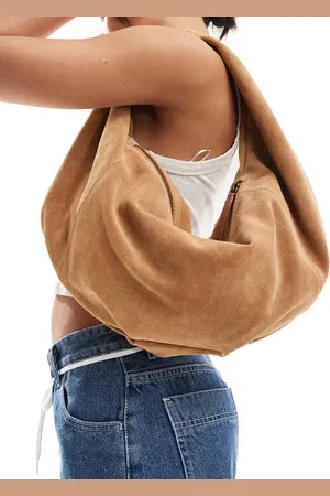 ASOS Suede slouchy scoop tote bag in tan