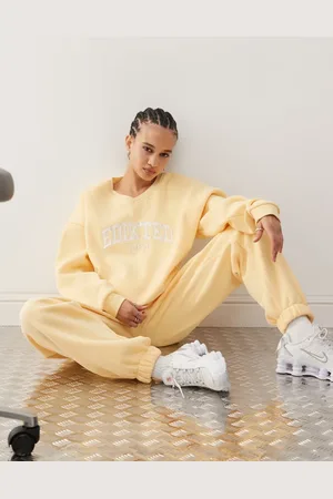 Edikted Girl v neck sweatshirt in yellow co-ord
