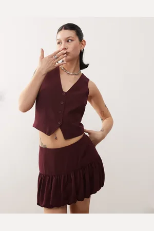 COLLUSION Fitted waistcoat co-ord in wine