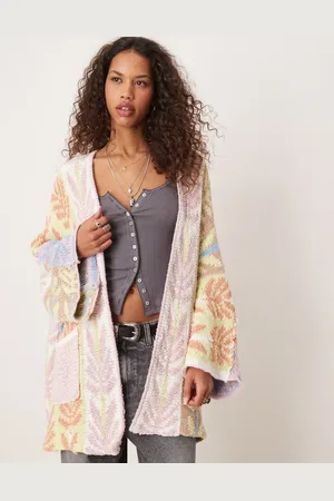 Free People Mallorca oversized intarsia knit cardigan in