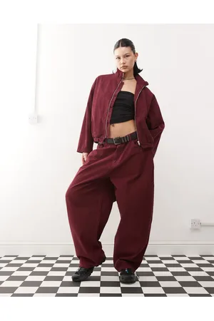 Reclaimed Cord barrel leg jean co-ord in burgundy