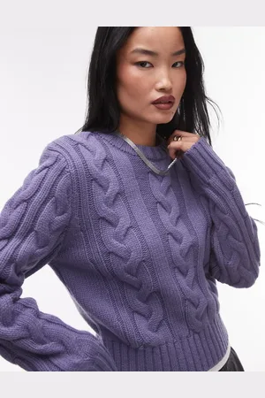 & OTHER STORIES Wool blend cable knit sweater in dark lilac