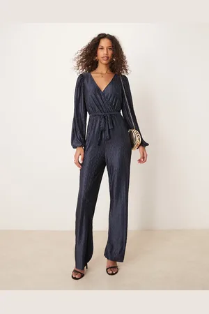 VILA Plisse wrap front jumpsuit in
