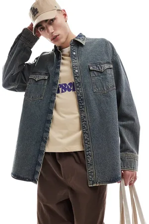 JACK & JONES Denim overshirt shacket in acid wash