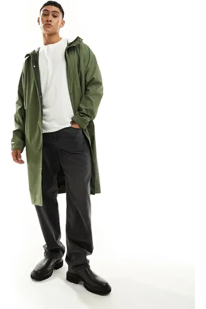 ASOS Longline rubberised windbreaker jacket in khaki