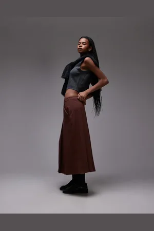 Topshop Box pleat midi skirt in