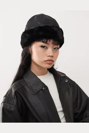 Weekday Nylon hat with faux fur trim in