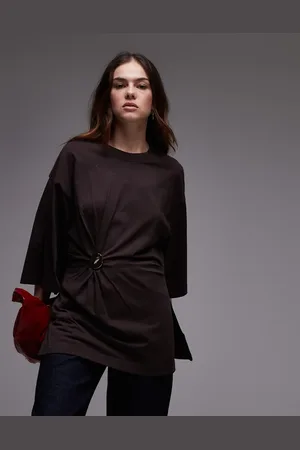 & OTHER STORIES Oversize jersey top in with asymmetric gold clasp detail