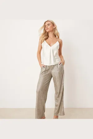 JDY Ribbed wide leg trousers in