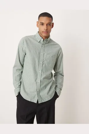 GANT Regular fit logo brushed twill striped logo shirt in