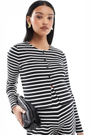 Mama;licious Mamalicious Maternity buttondown jersey cardigan co-ord in mono stripe