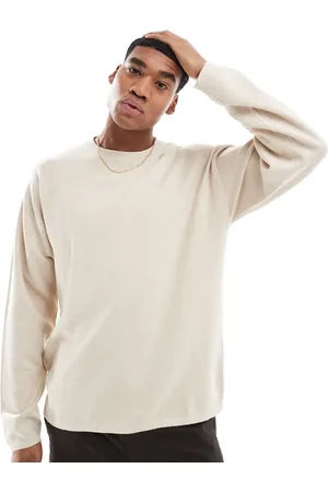 JACK & JONES Oversized lightweight knitted jumper in cream