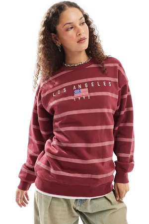 Daisy Street Pink stripe LA embroidered sweatshirt