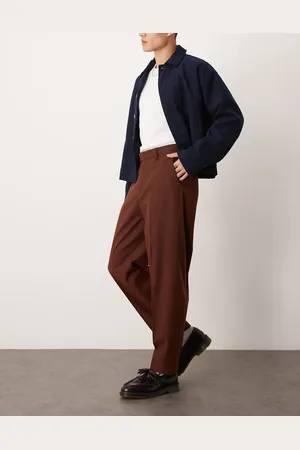 ASOS Smart oversized tapered trousers in rust speckled wool mix