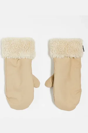 Rains Puffer fleece mittens in sand