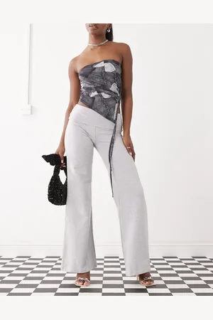 Edikted Wide leg fitted fold over trousers in