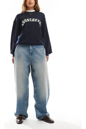 Stradivarius Low rise baggy jean in mid