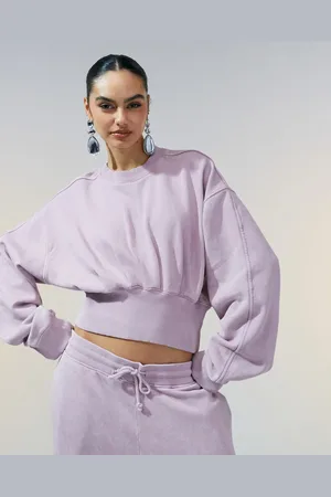 ASOS Co-ord oversized sweatshirt with rouched waist detail in washed mauve