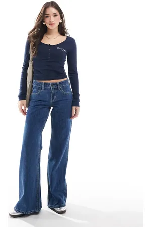 Hollister Low rise baggy flare jean in ink wash
