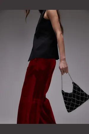 MANGO Chain cross velvet bag in