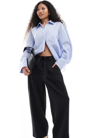 ASOS Petite soft belted ankle grazer trousers in