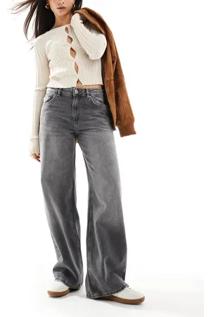 Pull&Bear Baggy oversized wide leg jean in dark washed