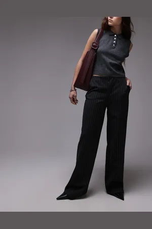 MANGO Pinstripe straight leg trouser in grey